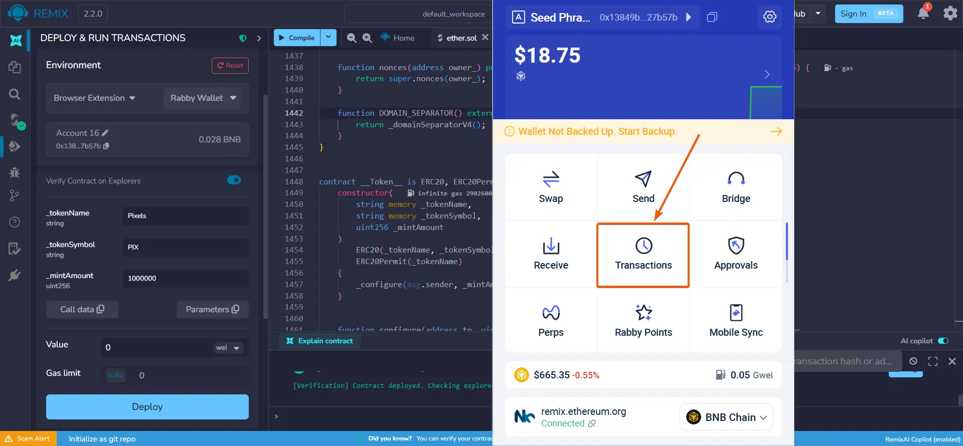 Como criar um Honeypot Token, passo 19