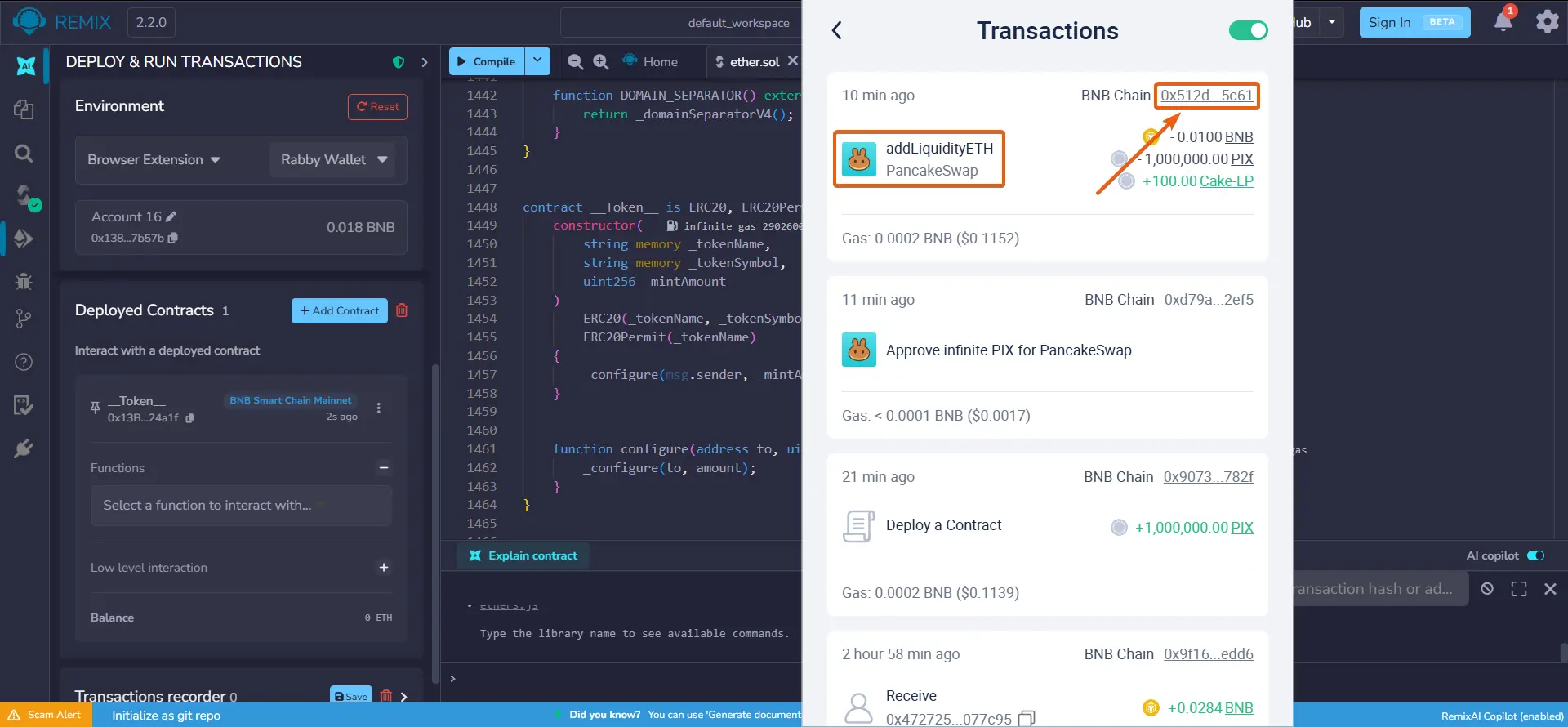 Como criar um Honeypot Token, passo 24