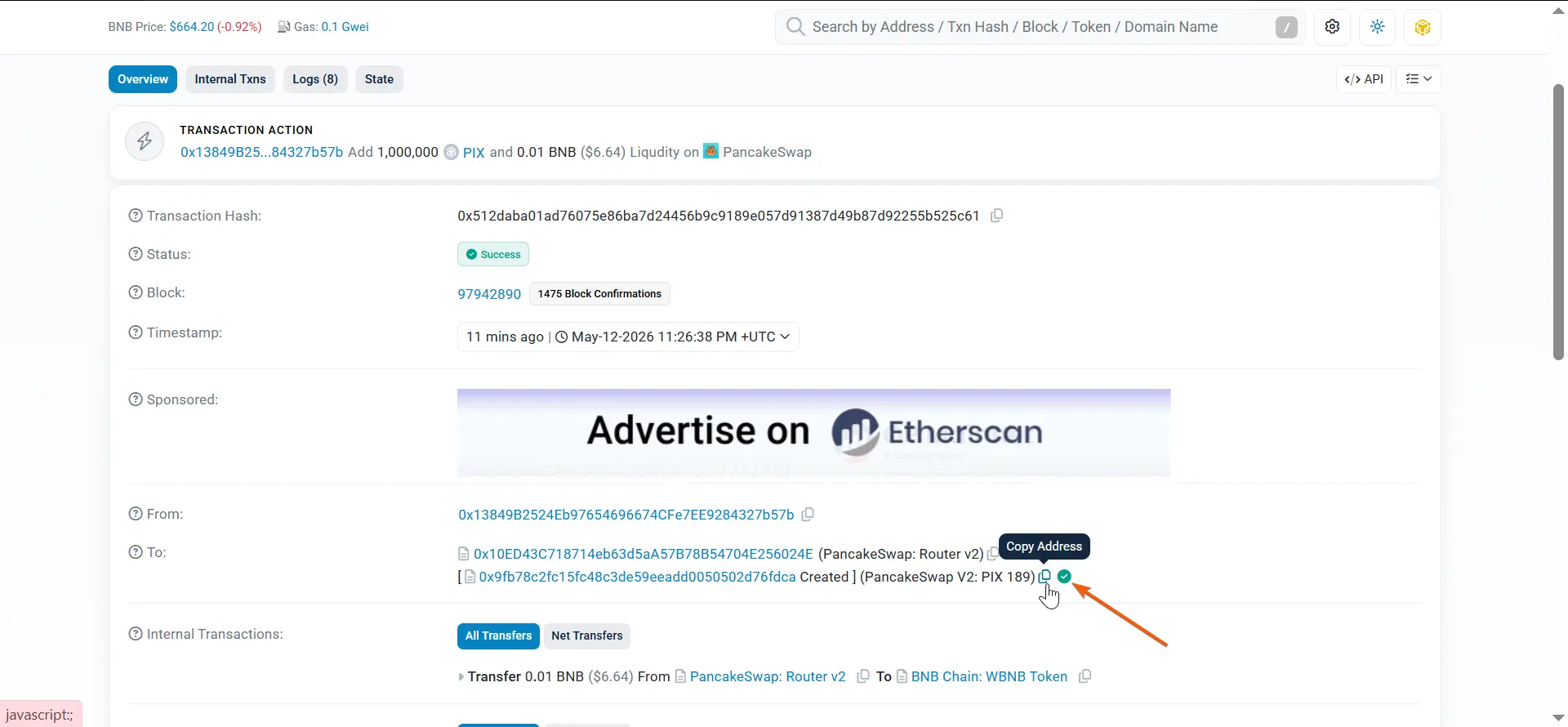 Como criar um Honeypot Token, passo 25