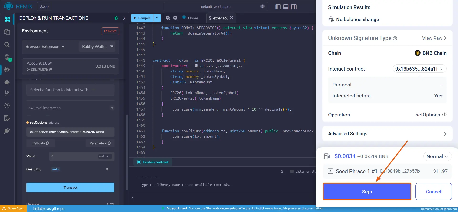 Como criar um Honeypot Token, passo 29